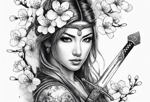 Sword and cherry blossom tattoo idea