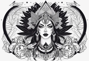 kali ma, alien goddess, valkrye, aries, pirate, divine feminine, zenza resonance, pachamama, lotus azul, blank panther, eagle, skull, 5D, nueva gaya, dna 12 tattoo idea