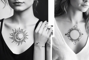 Matching friend tattoos, moon and sun, floral, vines, tiny and minimal, for side of rib tattoo idea