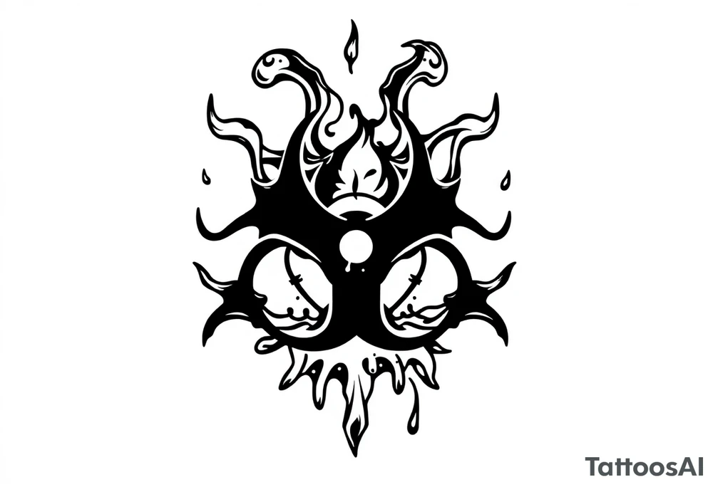 Contagion sign with toxic spill behind tattoo idea