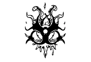 Contagion sign with toxic spill behind tattoo idea