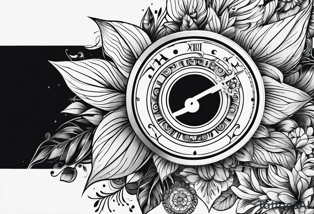 Geometric, floral with music components tattoo idea