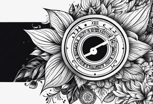 Geometric, floral with music components tattoo idea