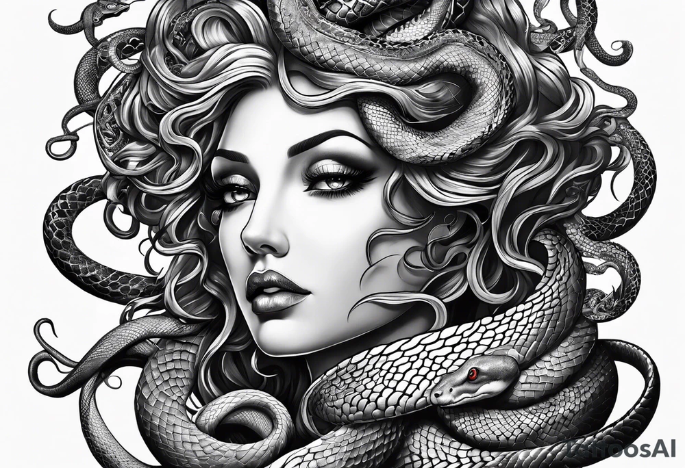 Medusa gorgon, snakes instead of hair, like stone tattoo idea
