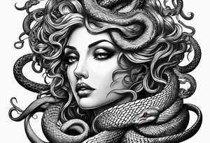Medusa gorgon, snakes instead of hair, like stone tattoo idea