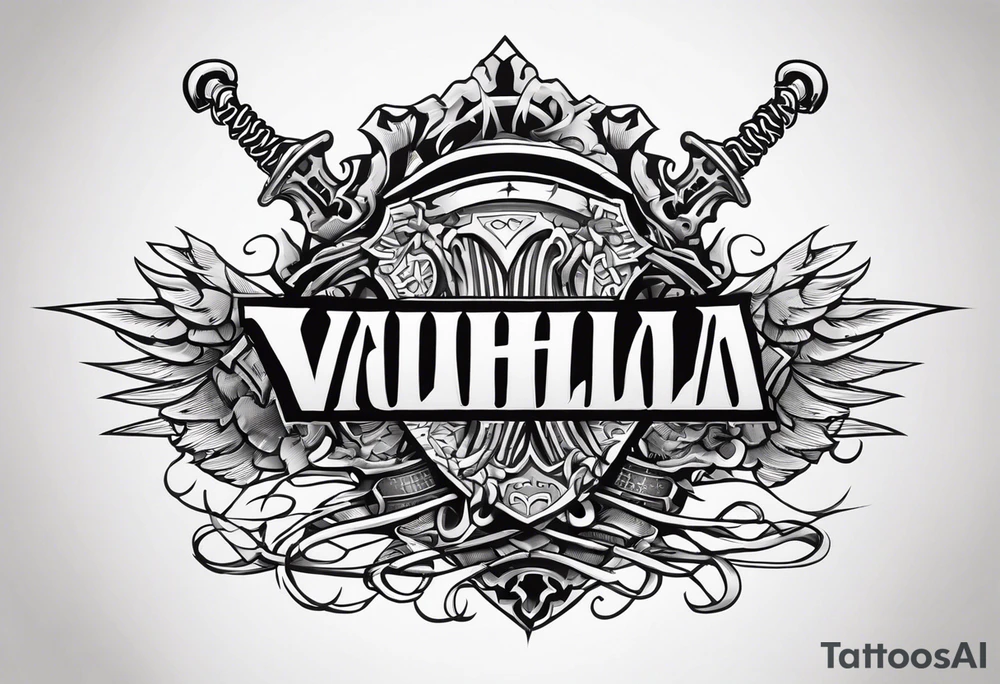 Valhalla sword shield barb wire chain tattoo idea