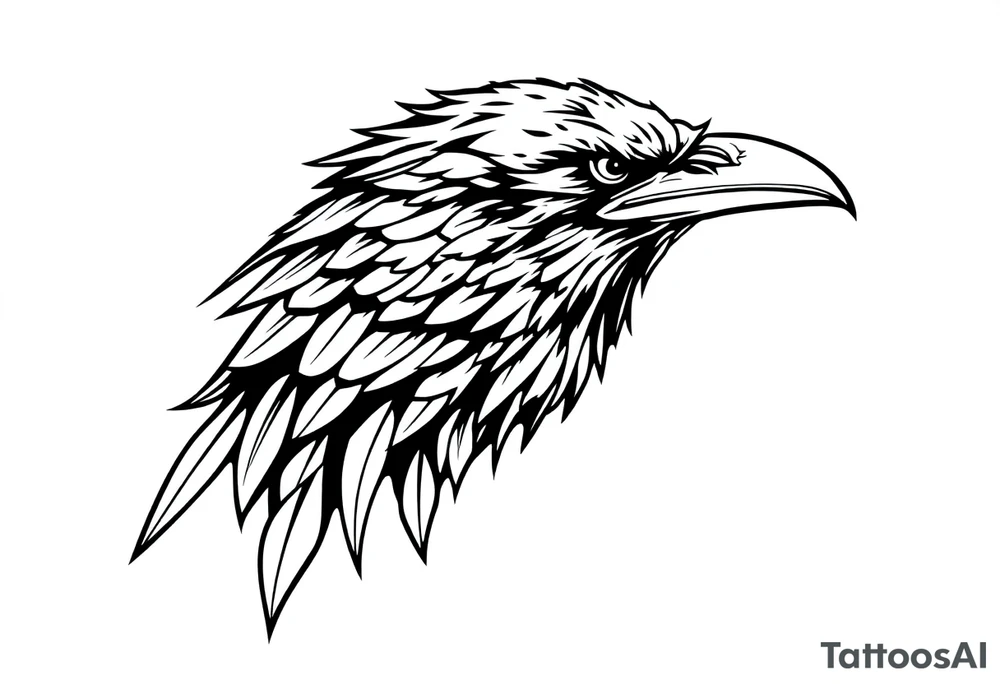linear abstract raven tattoo idea