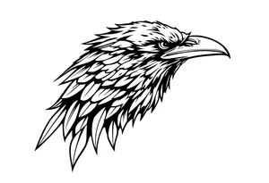 linear abstract raven tattoo idea