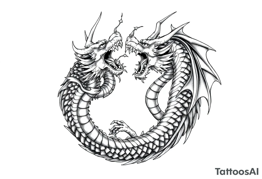 roaring dragons tattoo idea