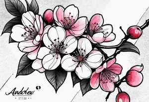 Cherry Blossom with the words RIP Andrew tattoo idea
