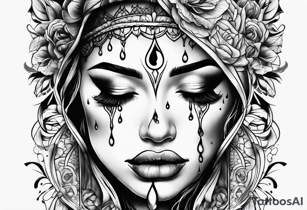 crying face with tears tattoo idea