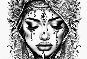 crying face with tears tattoo idea