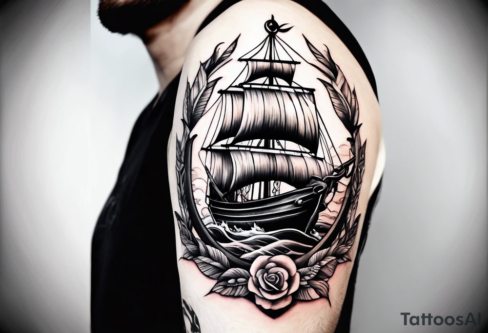 Ship anchor tattoo idea