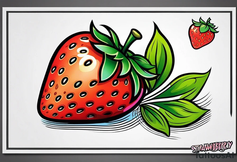 Single Strawberry new school tattoo idea