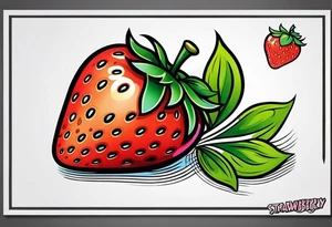 Single Strawberry new school tattoo idea