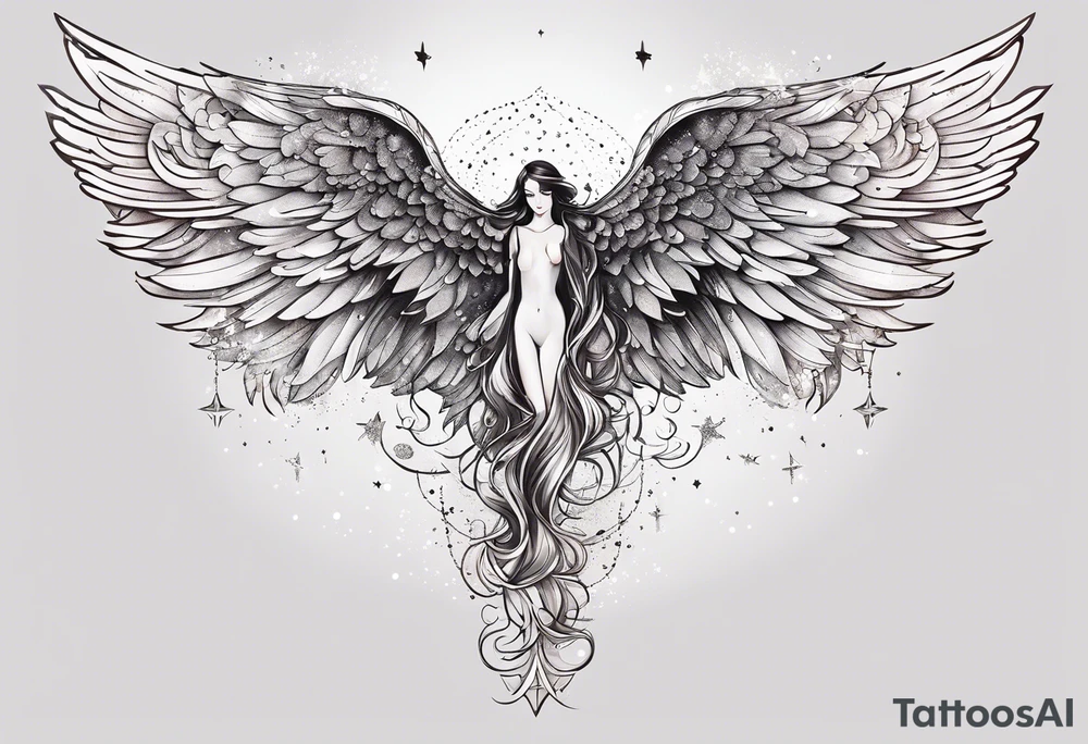 Constellation, Angel wing , snow , cross tattoo idea