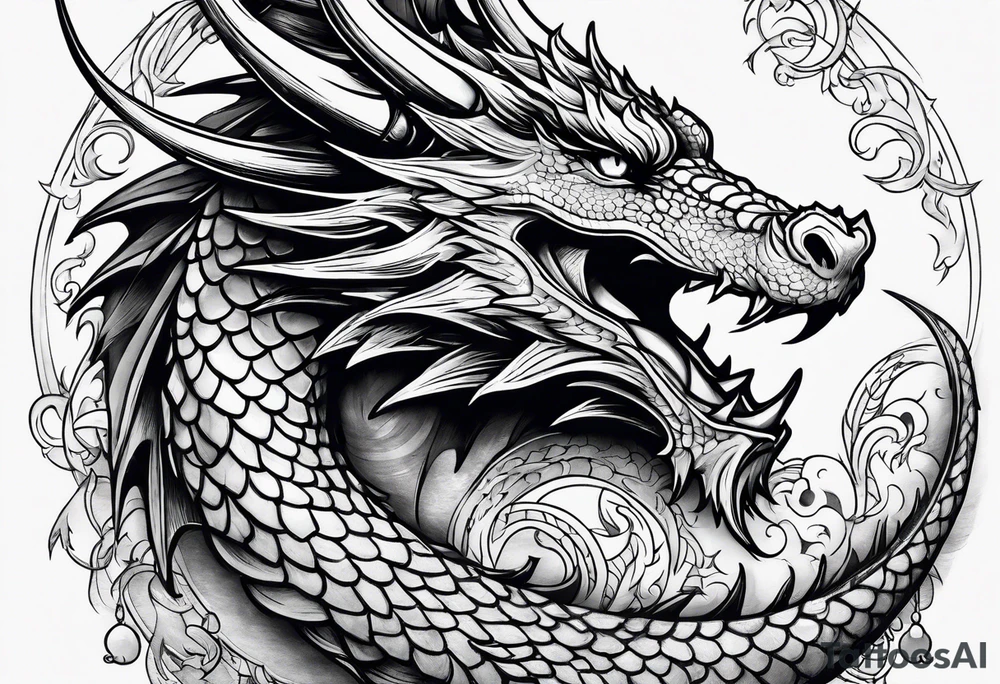 Dragon on the sky tattoo idea