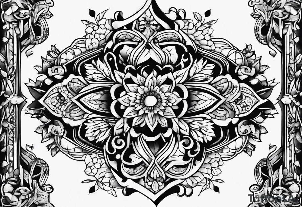 Full leg tattoo design rectangle tattoo idea