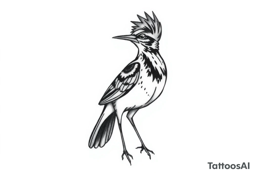 road runner bird, for placement on the upper thigh tattoo idea