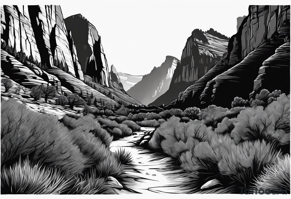 Forearm vertical, zion national park, male hiker, female hiker tattoo idea