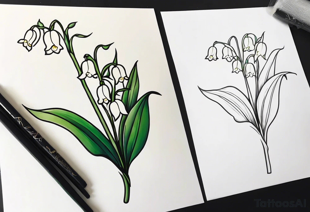 Neo traditional lily of the valley tattoo idea