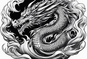 Dragon flames tornado clouds tattoo idea