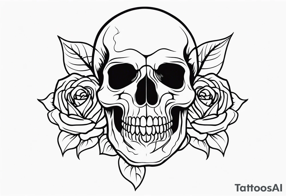 skull and roses tattoo idea