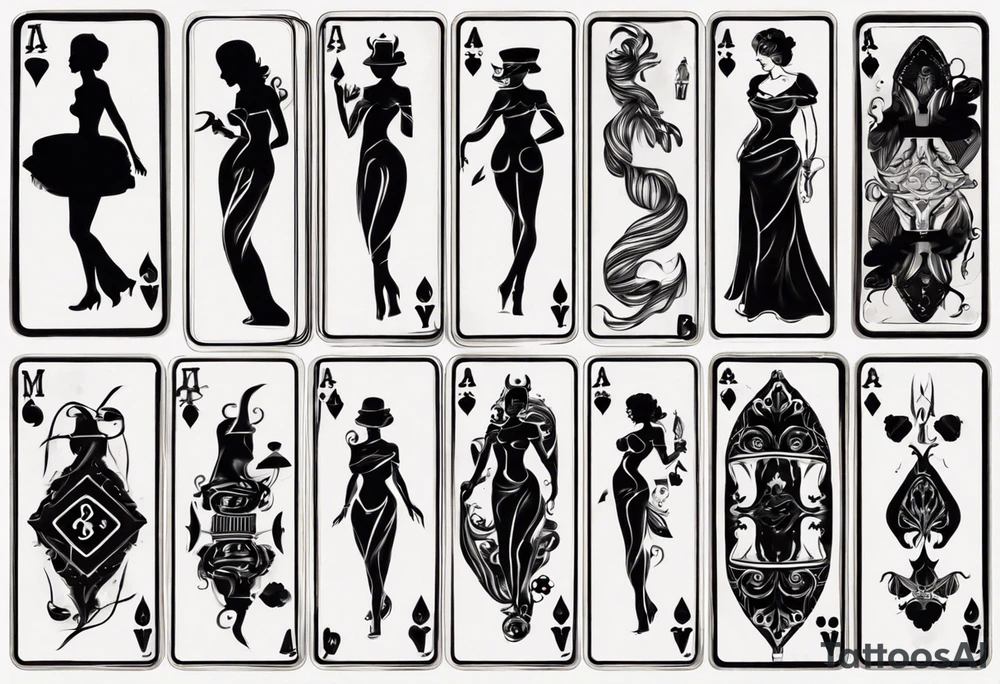 a playing card with a silhouette of a woman tattoo idea