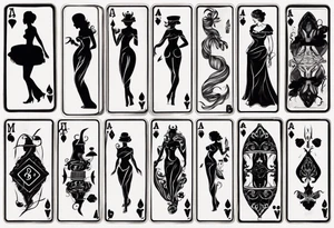 a playing card with a silhouette of a woman tattoo idea