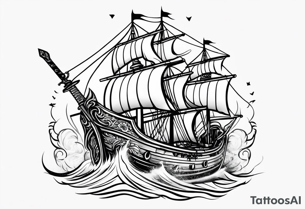 Valhalla sword ship tattoo idea