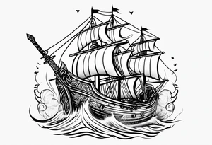 Valhalla sword ship tattoo idea