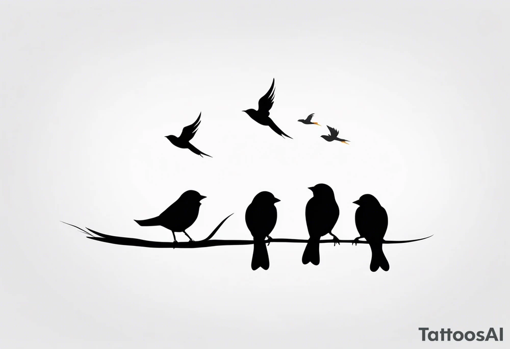 Four little birds... two of them are flying tattoo idea