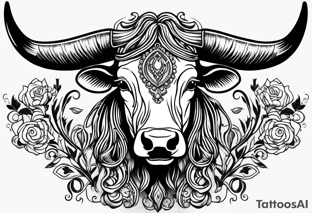 Texas Long horn head outline tattoo idea