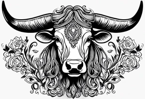 Texas Long horn head outline tattoo idea