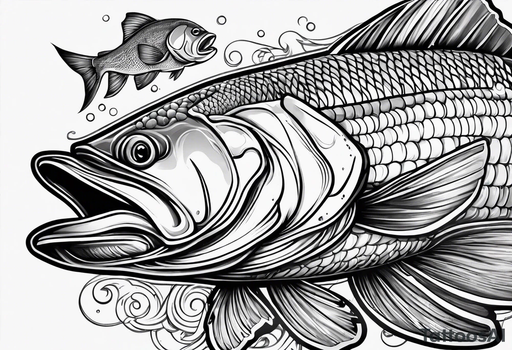 Hinting and fishing and love tattoo idea