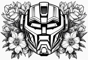 Autobot symbol with Dasiys and tulips tattoo idea