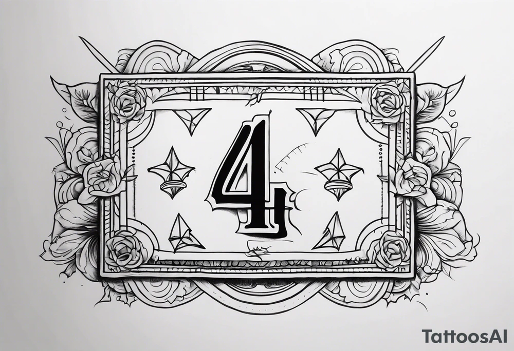 number 4 in a card tattoo idea