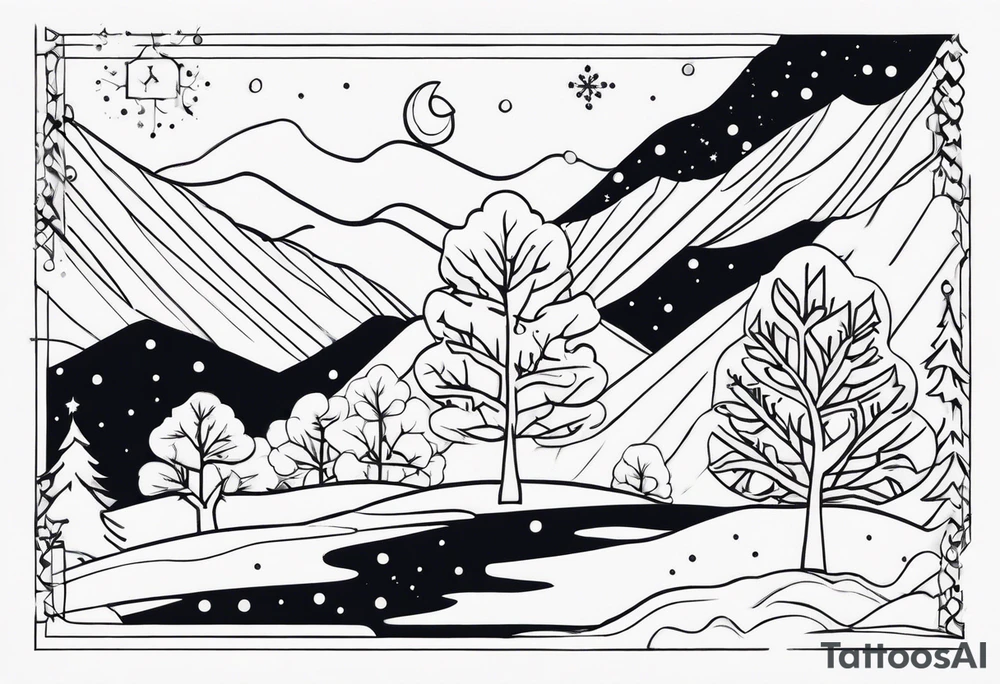 kids playing with snow tattoo idea