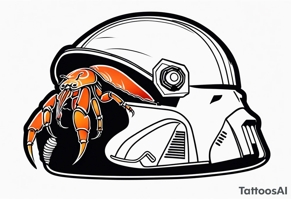 hermit crab inside storm trooper helmet tattoo idea