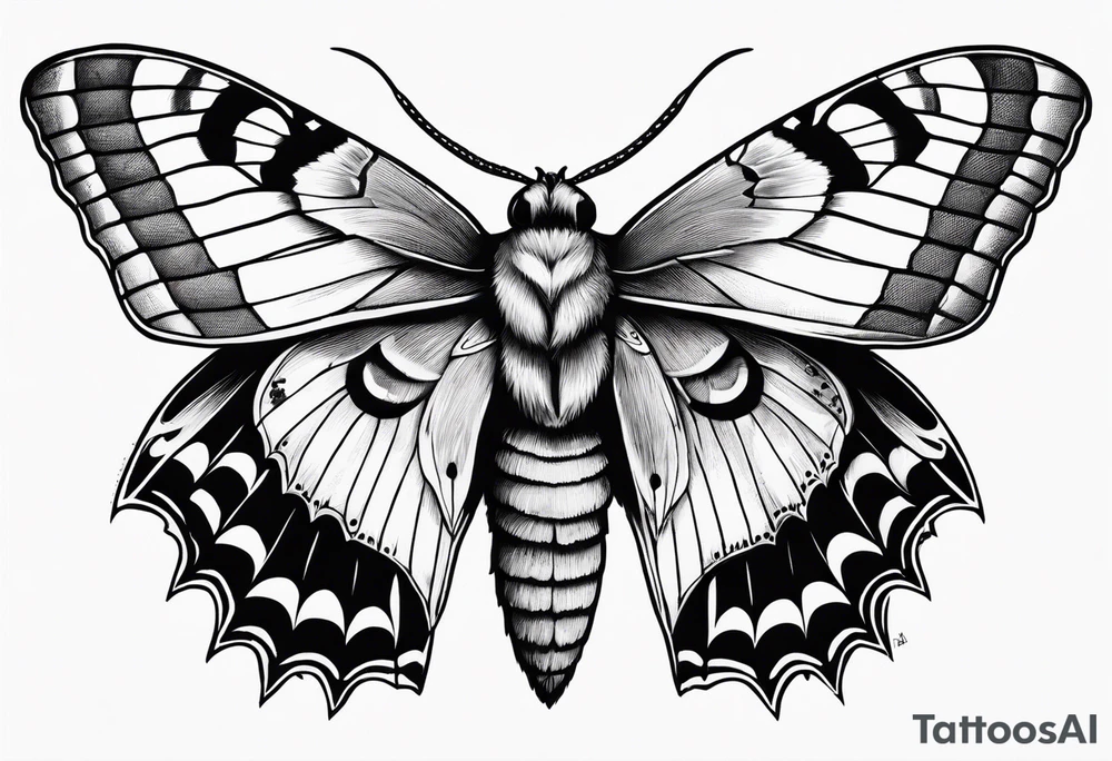 Death hawk moth with owl eyes in the wings tattoo idea