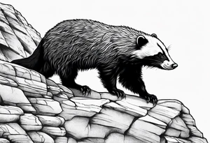 honey badger climbing up steep wall tattoo idea