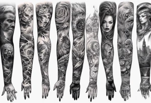 realistic arm sleeve tattoo idea