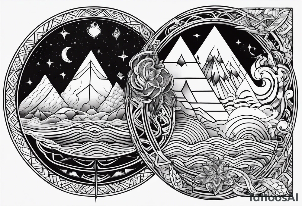 three elements: fire, air, earth tattoo idea