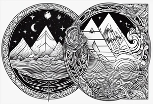 three elements: fire, air, earth tattoo idea