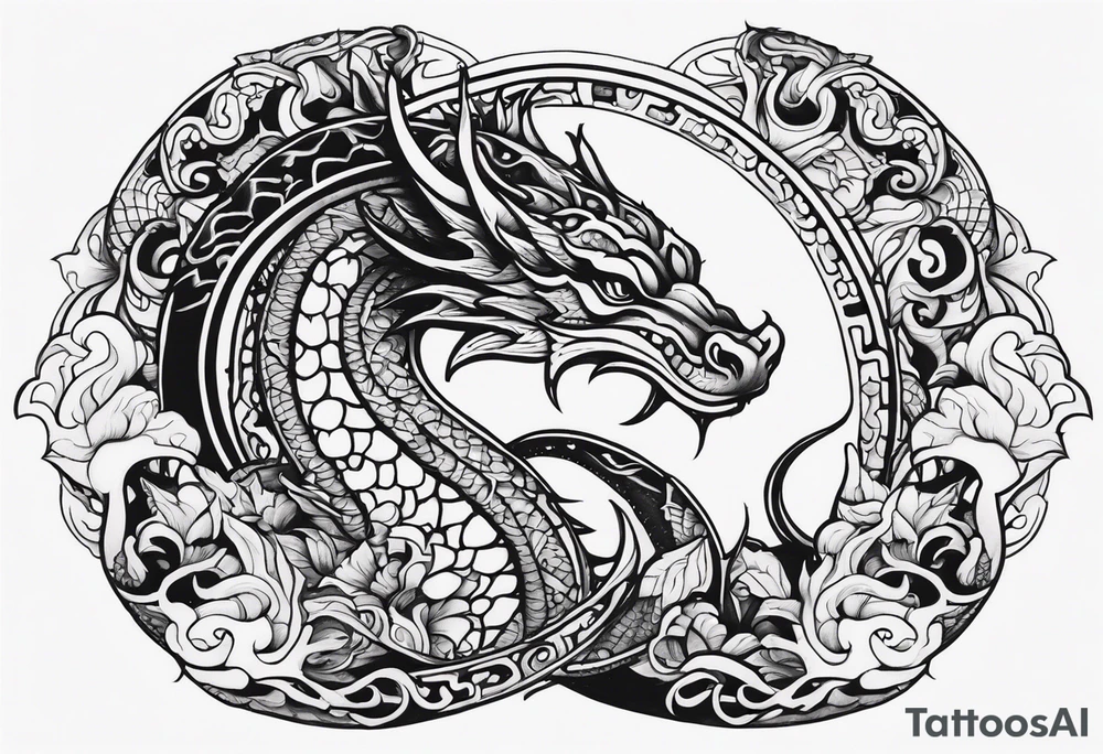 Mushroom figure 8 dragon tattoo idea | TattoosAI