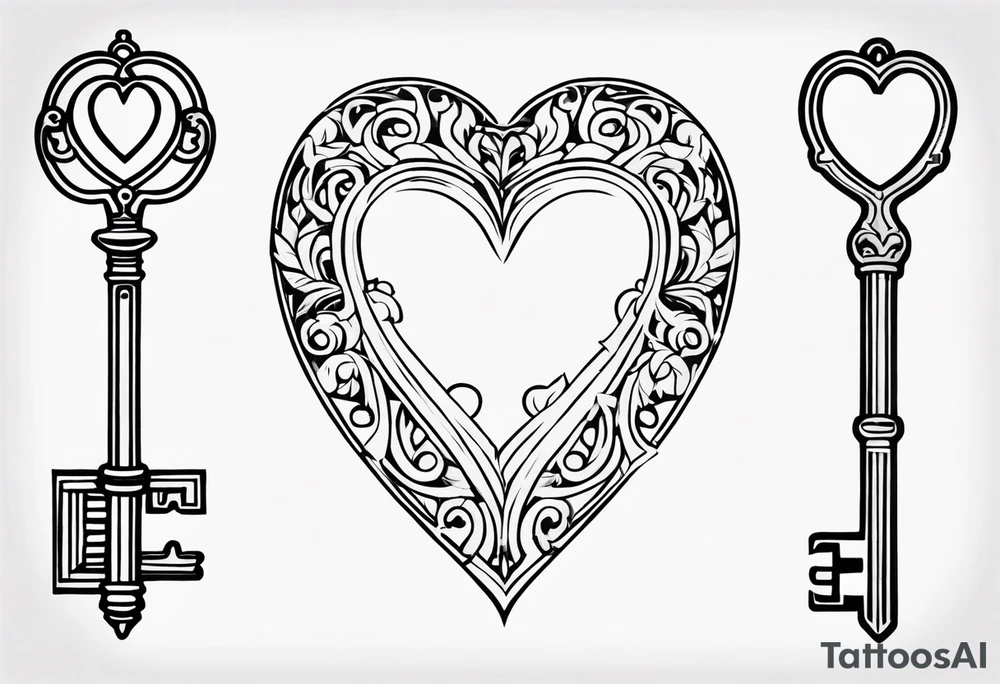Antique keys heart shaped tattoo idea