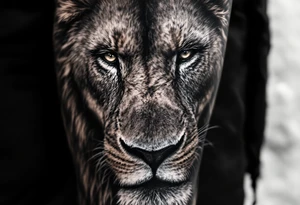 Black African god with lion tattoo idea