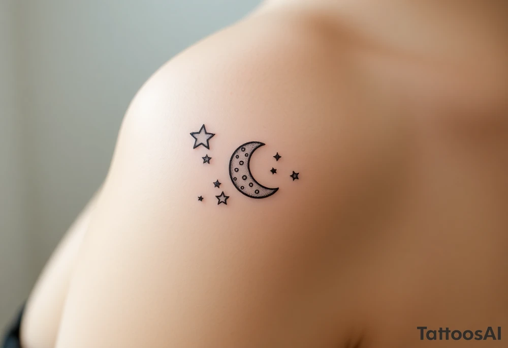 Stars and moon tattoo idea