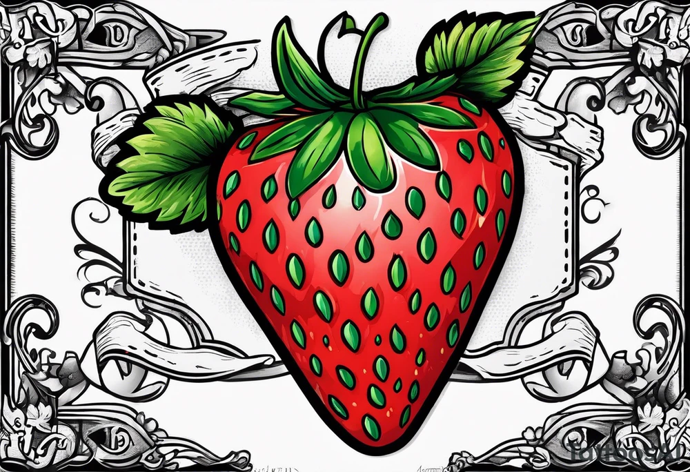 traditional  Strawberry with banner across it that says Pops tattoo idea