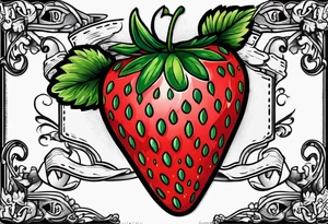 traditional  Strawberry with banner across it that says Pops tattoo idea
